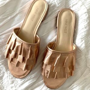 NINE WEST rose gold dressy flat sandals size 7.5